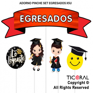 ADORNO PINCHE PARA TORTA EGRESADOS x 5 UNIDADES